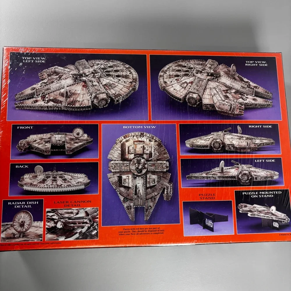 Star Wars Millennium Falcon 3D Puzzle 857 Pc Milton Bradley 1995 Sealed Puzz-3D